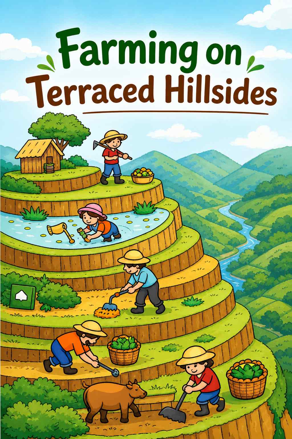 Front cover of Farming on Terraced Hillsides by Kidlet